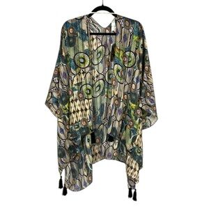 Simply Noelle Vibrant Pattern Kimono with Tassels